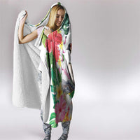 Aloha Hawaii Nene Goose Hooded Blanket Tropical Flowers Watercolor Stylized - Polynesian Pride