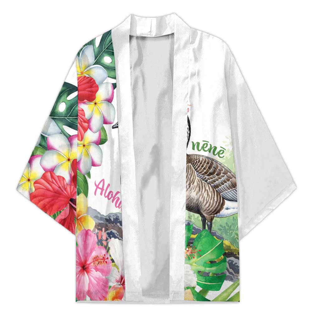 Aloha Hawaii Nene Goose Kimono Tropical Flowers Watercolor Stylized - Polynesian Pride
