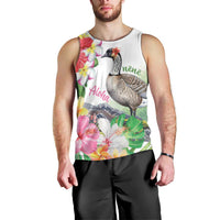 Aloha Hawaii Nene Goose Men Tank Top Tropical Flowers Watercolor Stylized LT14 - Polynesian Pride