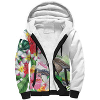 Aloha Hawaii Nene Goose Sherpa Hoodie Tropical Flowers Watercolor Stylized LT14 Unisex White - Polynesian Pride