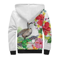 Aloha Hawaii Nene Goose Sherpa Hoodie Tropical Flowers Watercolor Stylized LT14 - Polynesian Pride