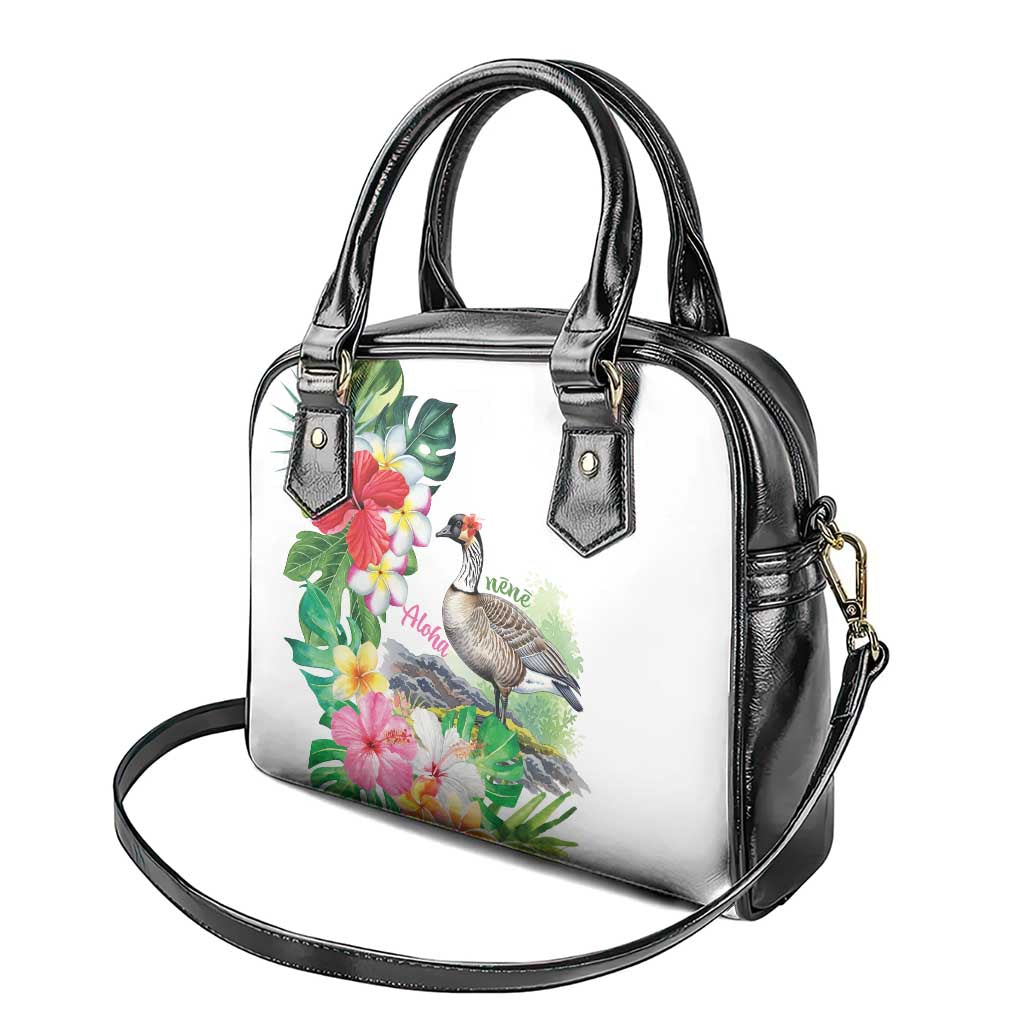 Aloha Hawaii Nene Goose Shoulder Handbag Tropical Flowers Watercolor Stylized - Polynesian Pride