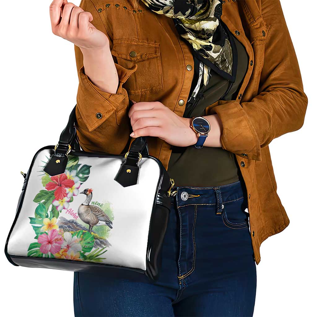 Aloha Hawaii Nene Goose Shoulder Handbag Tropical Flowers Watercolor Stylized - Polynesian Pride