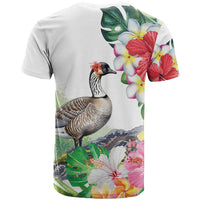Aloha Hawaii Nene Goose T Shirt Tropical Flowers Watercolor Stylized - Polynesian Pride