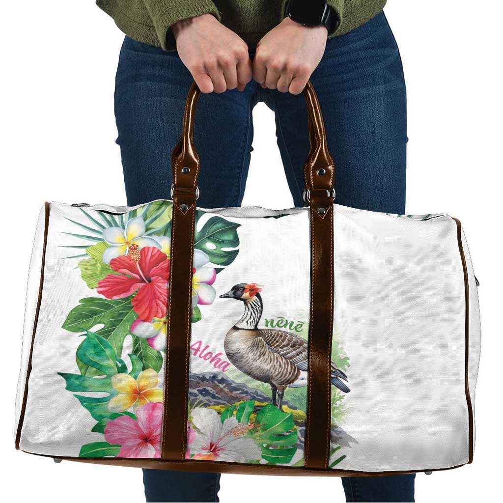 Aloha Hawaii Nene Goose Travel Bag Tropical Flowers Watercolor Stylized - Polynesian Pride