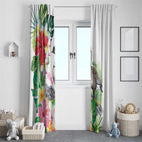 Aloha Hawaii Nene Goose Window Curtain Tropical Flowers Watercolor Stylized - Polynesian Pride