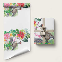 Aloha Hawaii Nene Goose Wrapping Paper Tropical Flowers Watercolor Stylized LT14 58" × 23" White - Polynesian Pride