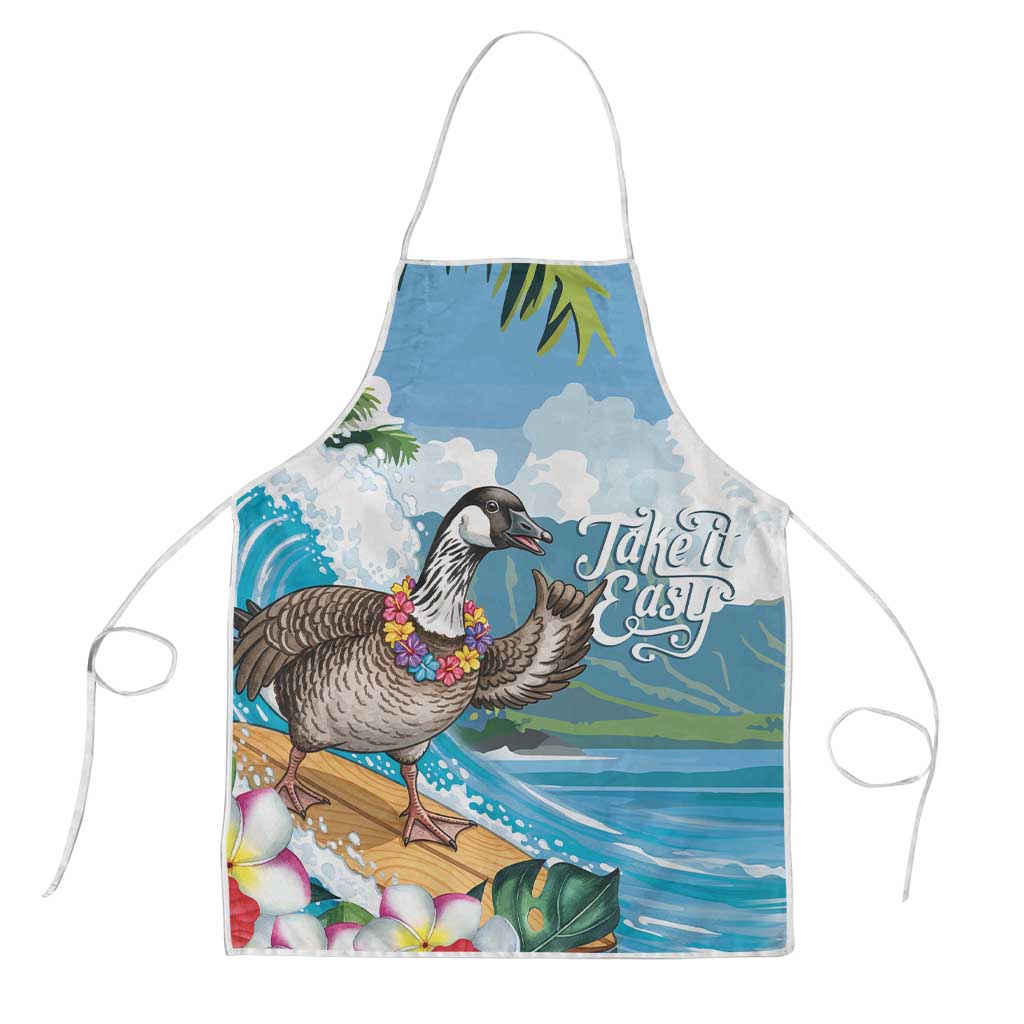 Aloha Hawaii Shaka Nene Goose Apron Surfing Take It Easy LT14 Blue - Polynesian Pride