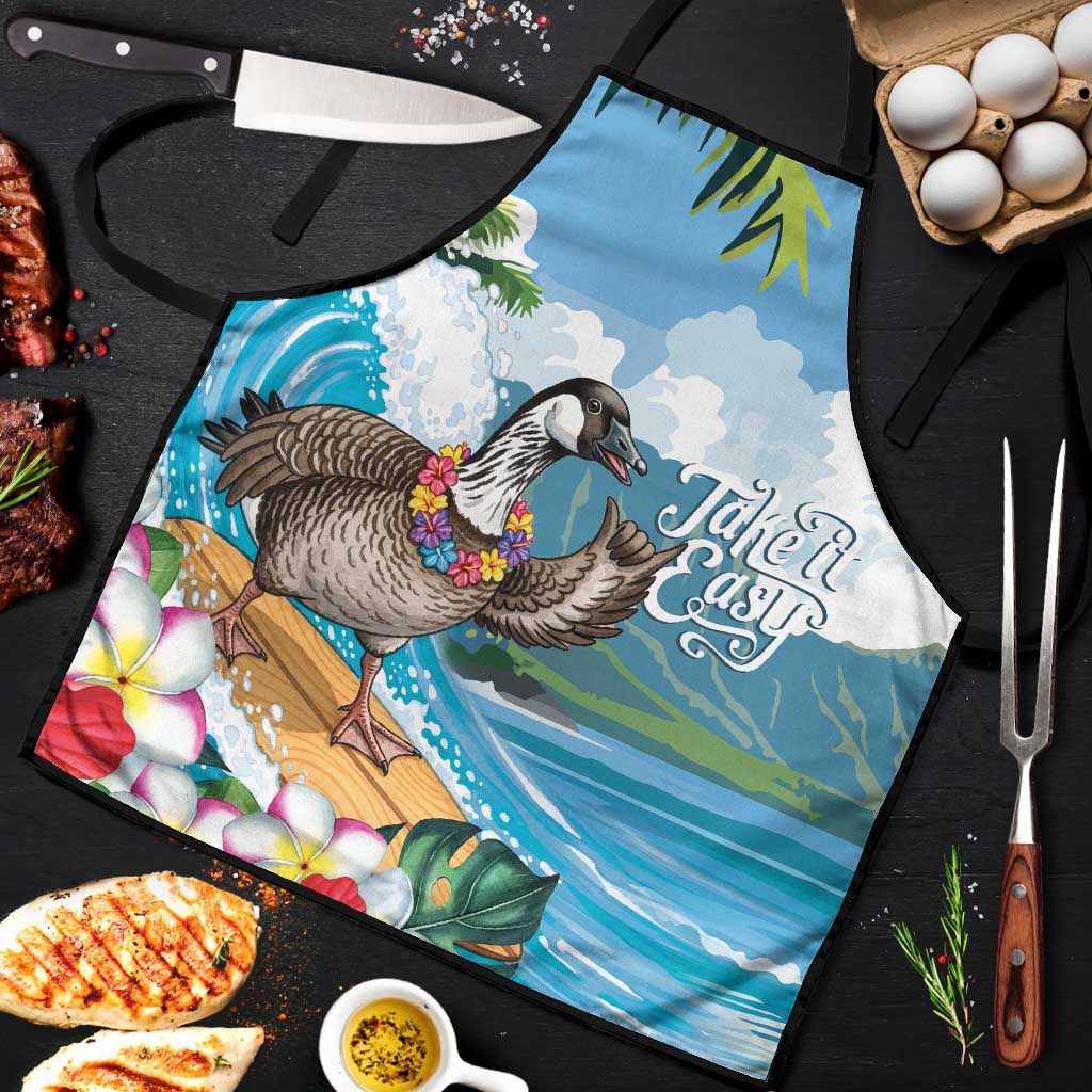 Aloha Hawaii Shaka Nene Goose Apron Surfing Take It Easy LT14 Blue - Polynesian Pride