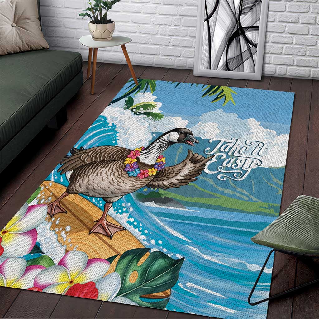Aloha Hawaii Shaka Nene Goose Area Rug Surfing Take It Easy - Polynesian Pride