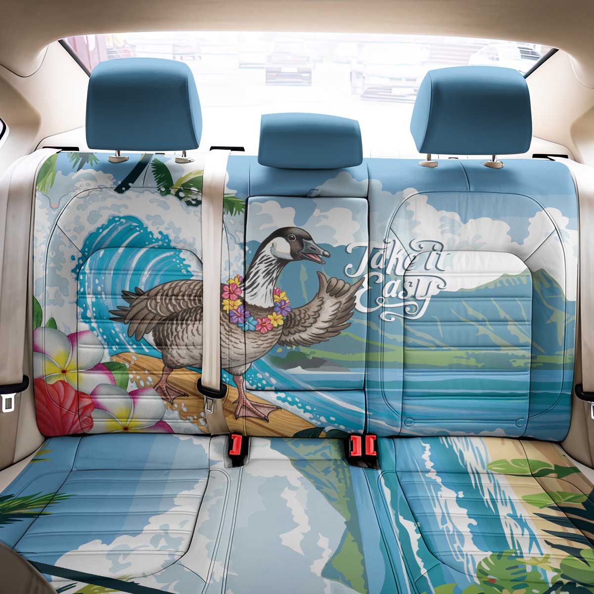 Aloha Hawaii Shaka Nene Goose Back Car Seat Cover Surfing Take It Easy - Polynesian Pride