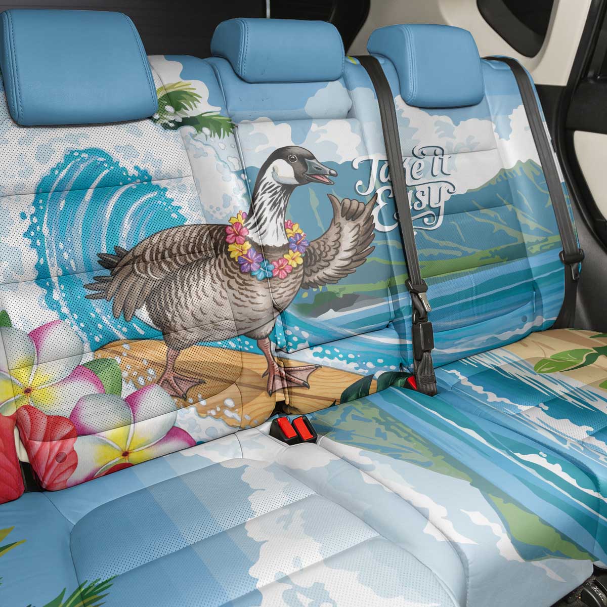 Aloha Hawaii Shaka Nene Goose Back Car Seat Cover Surfing Take It Easy - Polynesian Pride