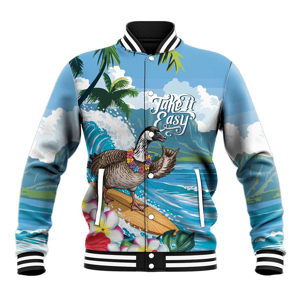 Aloha Hawaii Shaka Nene Goose Baseball Jacket Surfing Take It Easy LT14 Unisex Blue - Polynesian Pride