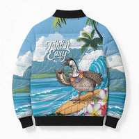 Aloha Hawaii Shaka Nene Goose Bomber Puffer Jacket Surfing Take It Easy LT14 - Polynesian Pride