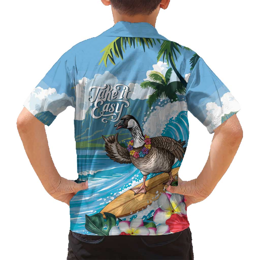 Aloha Hawaii Shaka Nene Goose Family Matching Long Sleeve Bodycon Dress and Hawaiian Shirt Surfing Take It Easy - Polynesian Pride