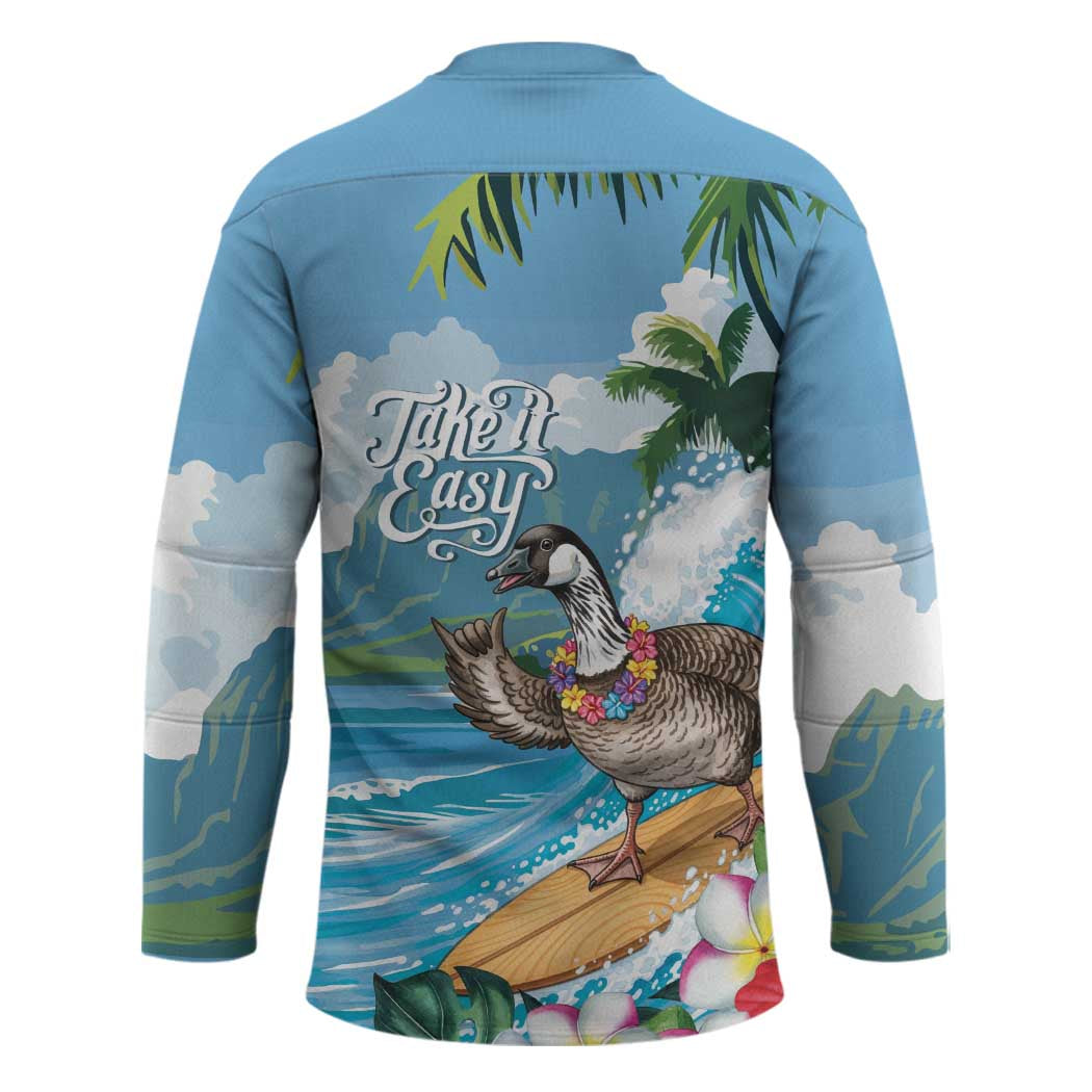 Aloha Hawaii Shaka Nene Goose Hockey Jersey Surfing Take It Easy - Polynesian Pride