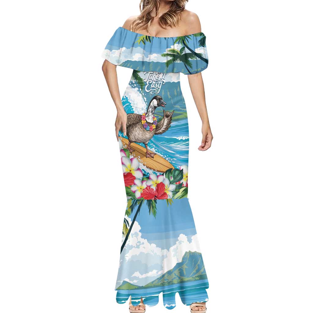 Aloha Hawaii Shaka Nene Goose Mermaid Dress Surfing Take It Easy - Polynesian Pride