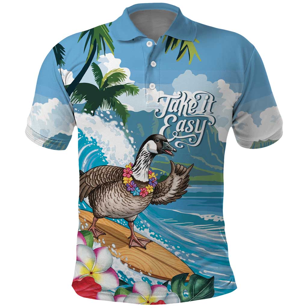 Aloha Hawaii Shaka Nene Goose Polo Shirt Surfing Take It Easy - Polynesian Pride