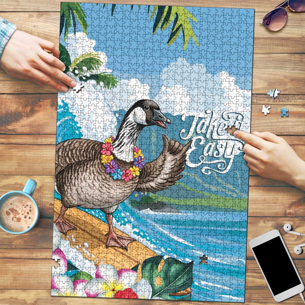 Aloha Hawaii Shaka Nene Goose Puzzle Surfing Take It Easy LT14 Blue - Polynesian Pride