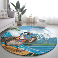 Aloha Hawaii Shaka Nene Goose Round Carpet Surfing Take It Easy - Polynesian Pride