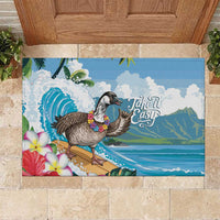 Aloha Hawaii Shaka Nene Goose Rubber Doormat Surfing Take It Easy LT14 Blue - Polynesian Pride