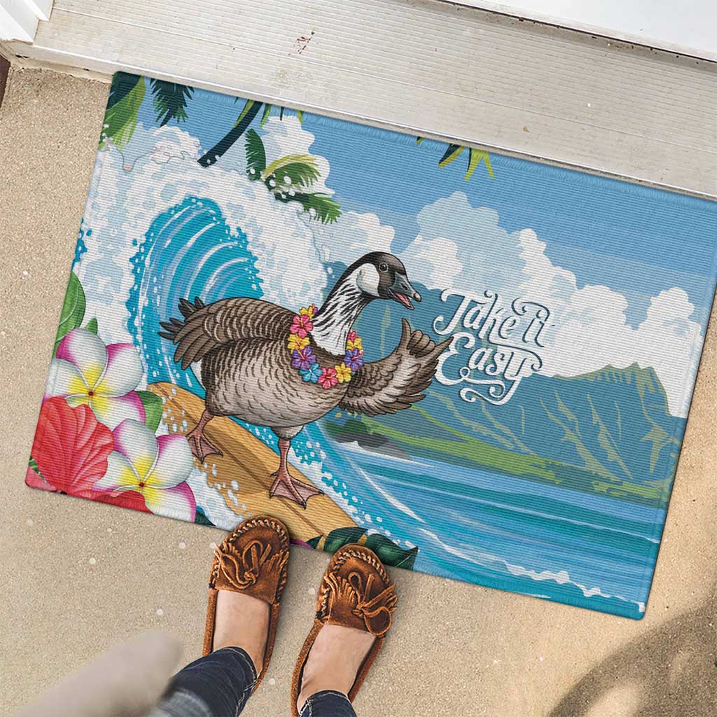 Aloha Hawaii Shaka Nene Goose Rubber Doormat Surfing Take It Easy LT14 - Polynesian Pride