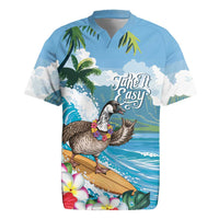 Aloha Hawaii Shaka Nene Goose Rugby Jersey Surfing Take It Easy LT14 Blue - Polynesian Pride