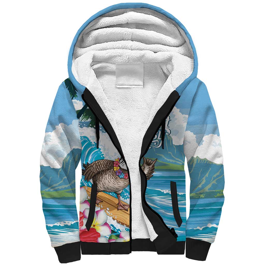 Aloha Hawaii Shaka Nene Goose Sherpa Hoodie Surfing Take It Easy LT14 Unisex Blue - Polynesian Pride