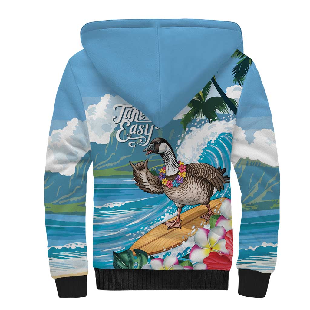 Aloha Hawaii Shaka Nene Goose Sherpa Hoodie Surfing Take It Easy LT14 - Polynesian Pride