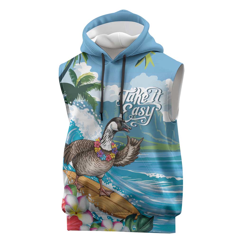 Aloha Hawaii Shaka Nene Goose Sleeveless Hoodie Surfing Take It Easy LT14 Blue - Polynesian Pride