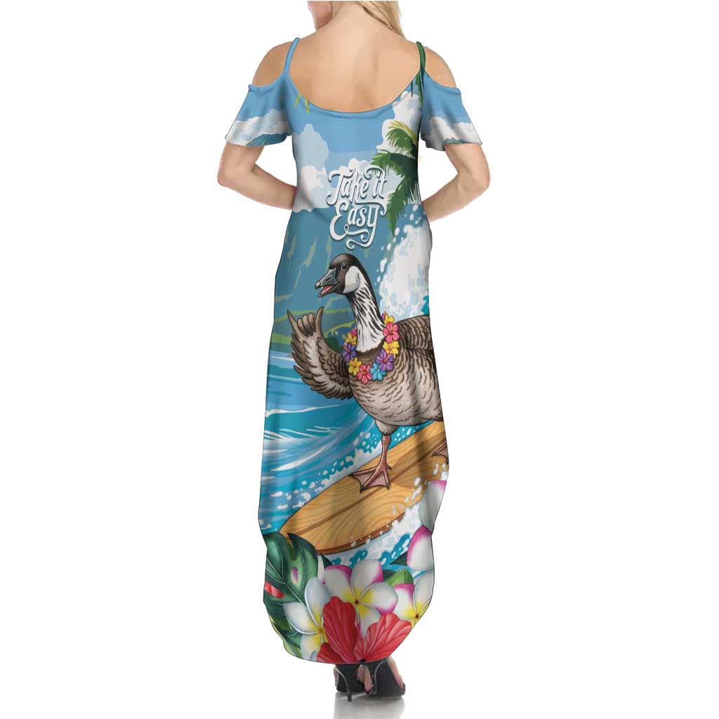 Aloha Hawaii Shaka Nene Goose Summer Maxi Dress Surfing Take It Easy - Polynesian Pride