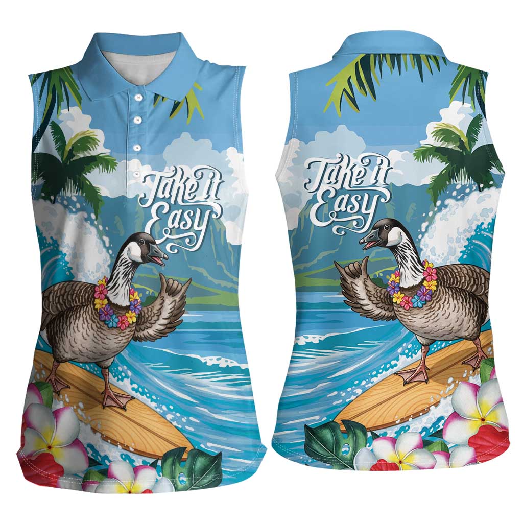 Aloha Hawaii Shaka Nene Goose Women Sleeveless Polo Shirt Surfing Take It Easy LT14 - Polynesian Pride