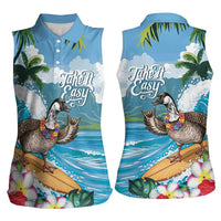 Aloha Hawaii Shaka Nene Goose Women Sleeveless Polo Shirt Surfing Take It Easy LT14 - Polynesian Pride