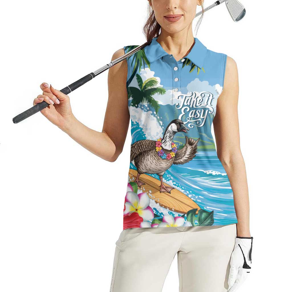 Aloha Hawaii Shaka Nene Goose Women Sleeveless Polo Shirt Surfing Take It Easy LT14 - Polynesian Pride