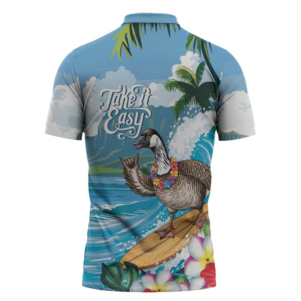 Aloha Hawaii Shaka Nene Goose Zipper Polo Shirt Surfing Take It Easy LT14 - Polynesian Pride