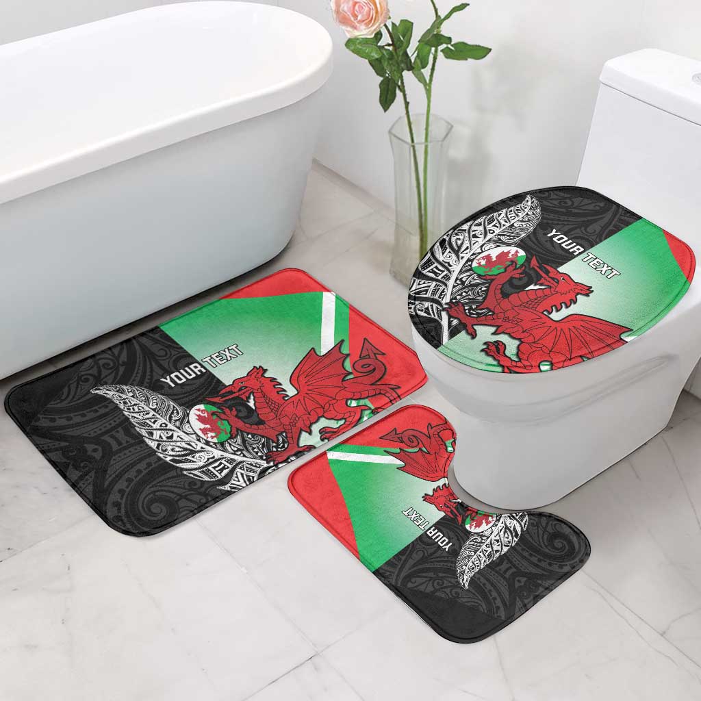New Zealand and Wales Rugby Custom Bathroom Set Aotearoa All Black Combine Welsh Dragon - Polynesian Pride