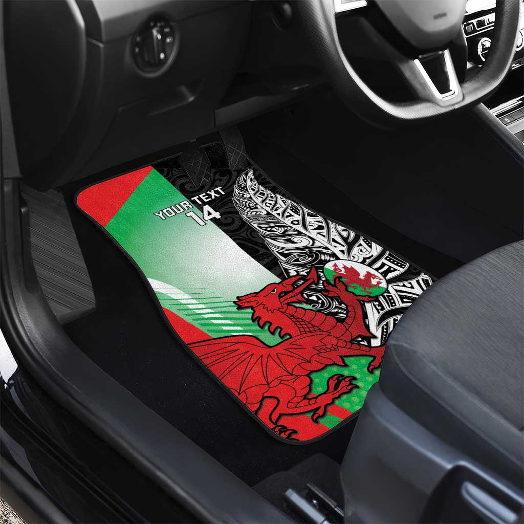 New Zealand and Wales Rugby Custom Car Mats Aotearoa All Black Combine Welsh Dragon - Polynesian Pride
