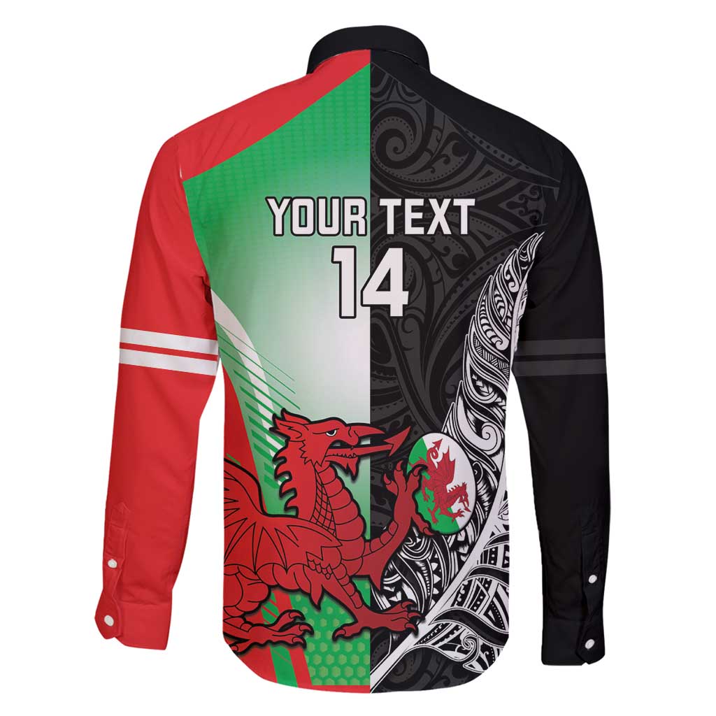 New Zealand and Wales Rugby Custom Family Matching Long Sleeve Bodycon Dress and Hawaiian Shirt Aotearoa All Black Combine Welsh Dragon - Polynesian Pride