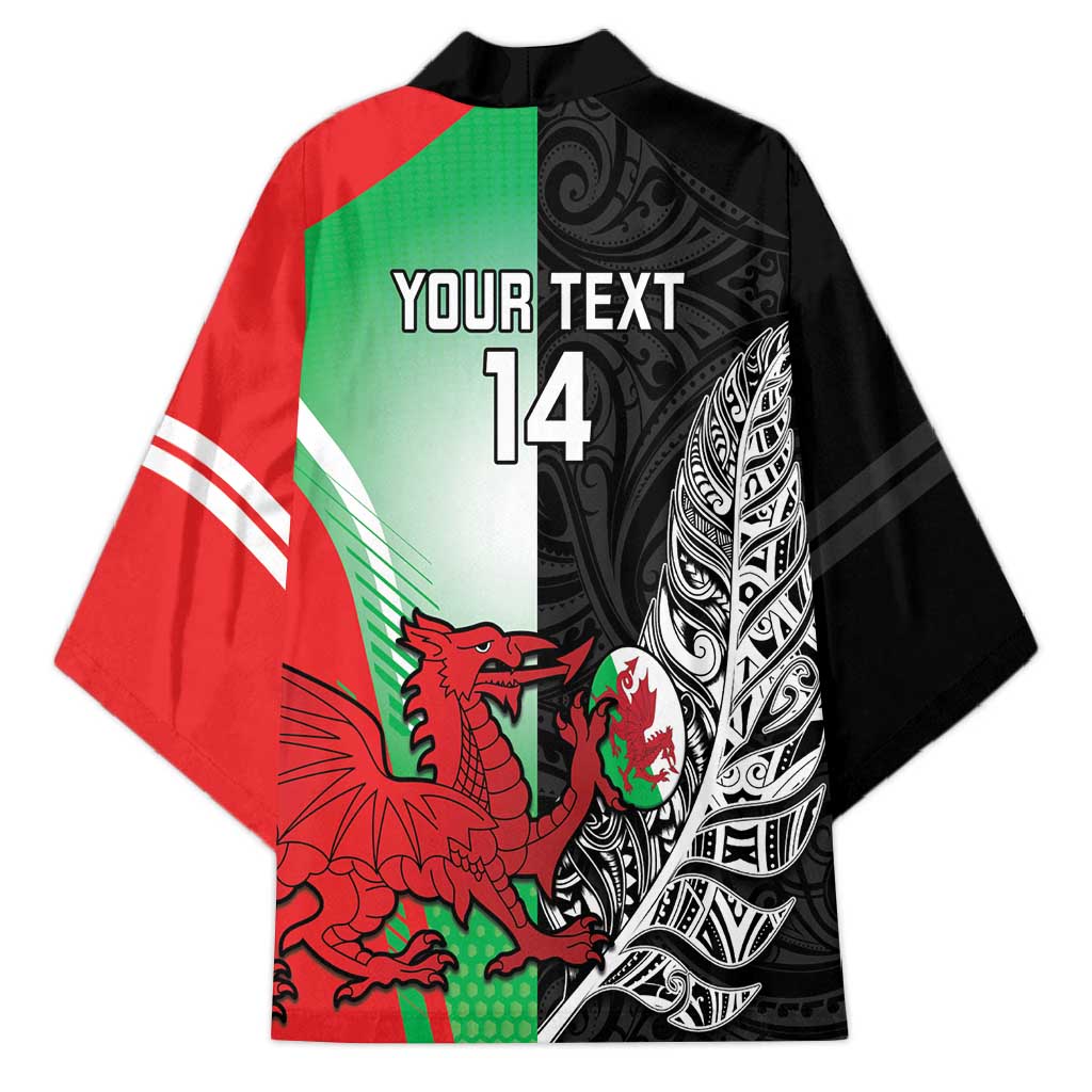 New Zealand and Wales Rugby Custom Kimono Aotearoa All Black Combine Welsh Dragon - Polynesian Pride
