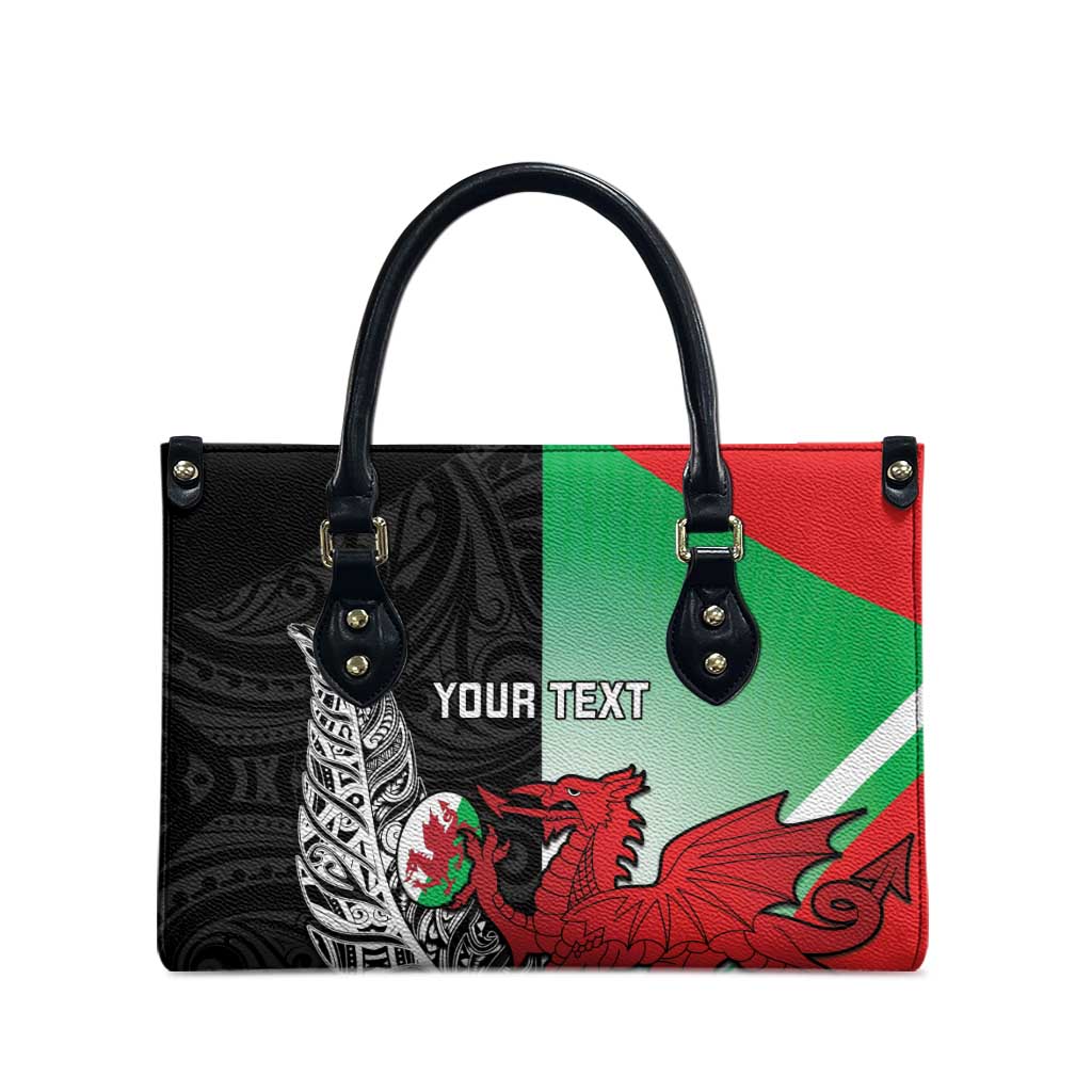 New Zealand and Wales Rugby Custom Leather Bag Aotearoa All Black Combine Welsh Dragon - Polynesian Pride