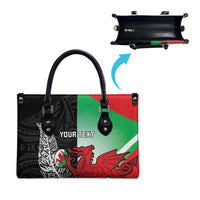 New Zealand and Wales Rugby Custom Leather Bag Aotearoa All Black Combine Welsh Dragon - Polynesian Pride