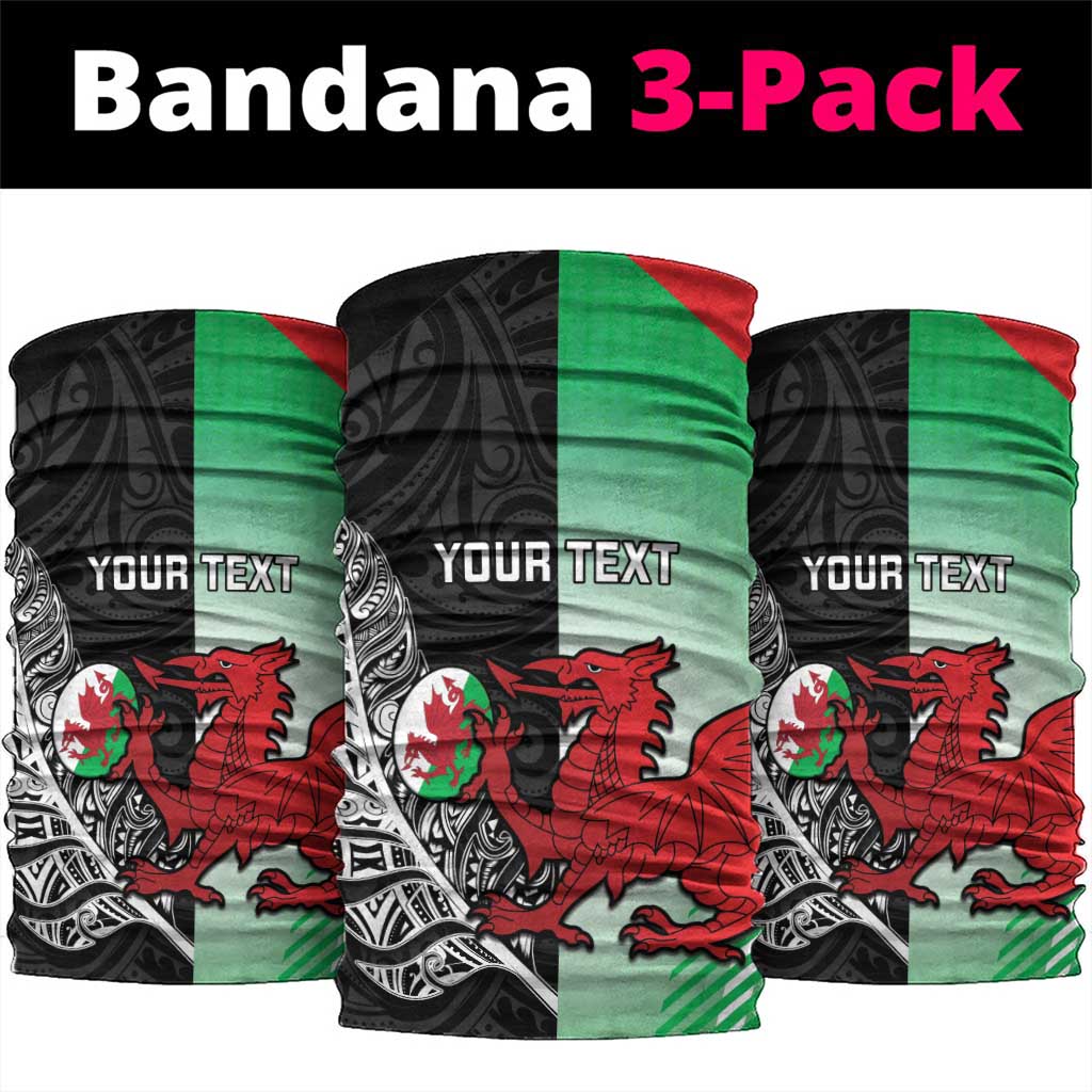 New Zealand and Wales Rugby Custom Neck Gaiter Aotearoa All Black Combine Welsh Dragon - Polynesian Pride