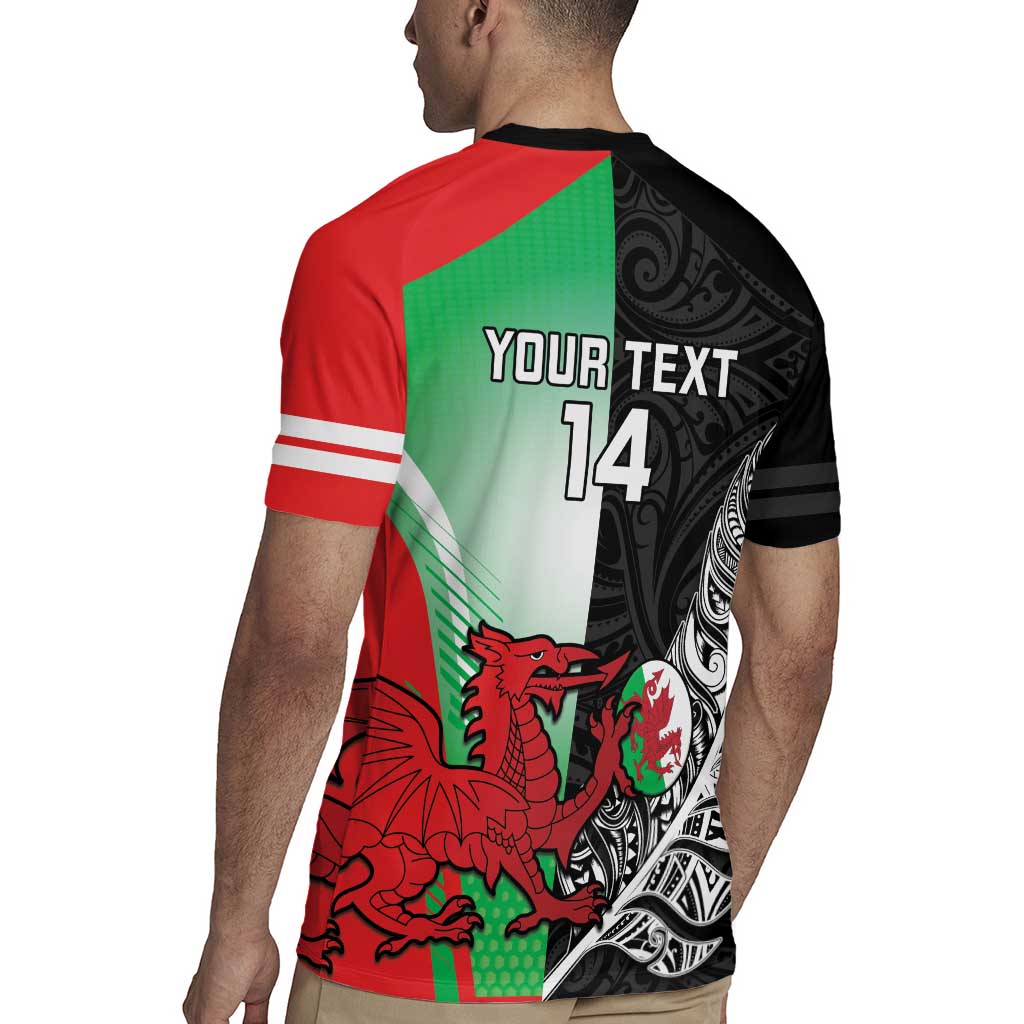 New Zealand and Wales Rugby Custom Rugby Jersey Aotearoa All Black Combine Welsh Dragon - Polynesian Pride