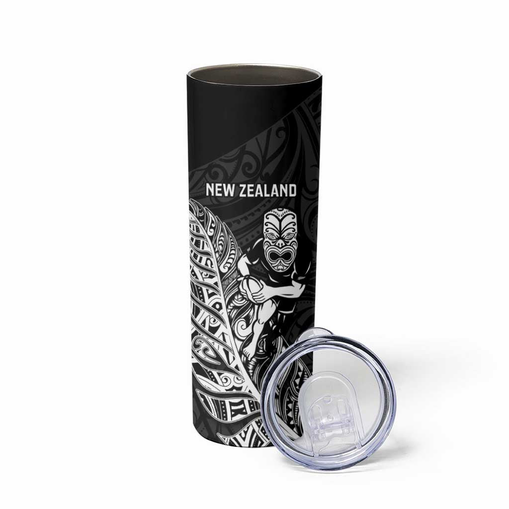 New Zealand and Wales Rugby Custom Skinny Tumbler Aotearoa All Black Combine Welsh Dragon - Polynesian Pride