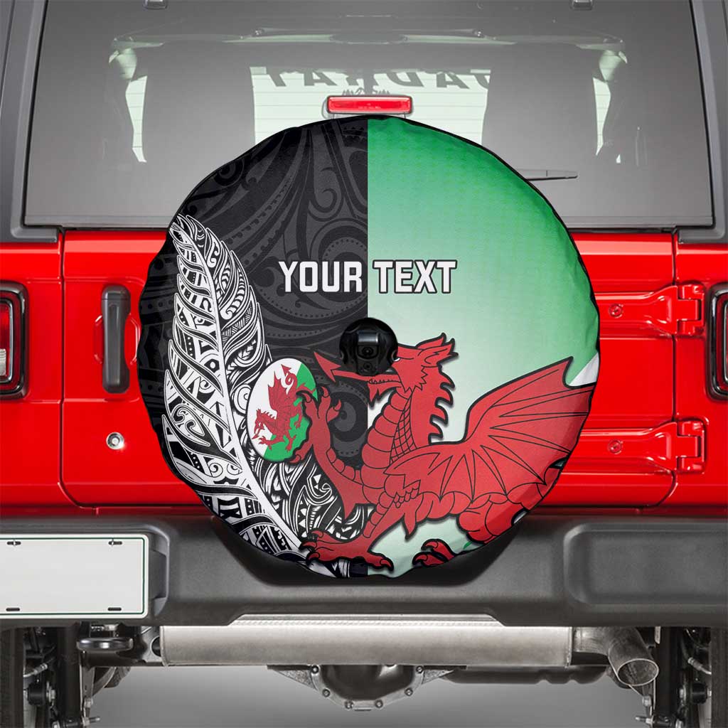 New Zealand and Wales Rugby Custom Spare Tire Cover Aotearoa All Black Combine Welsh Dragon - Polynesian Pride