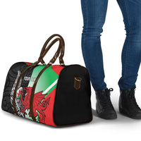 New Zealand and Wales Rugby Custom Travel Bag Aotearoa All Black Combine Welsh Dragon - Polynesian Pride