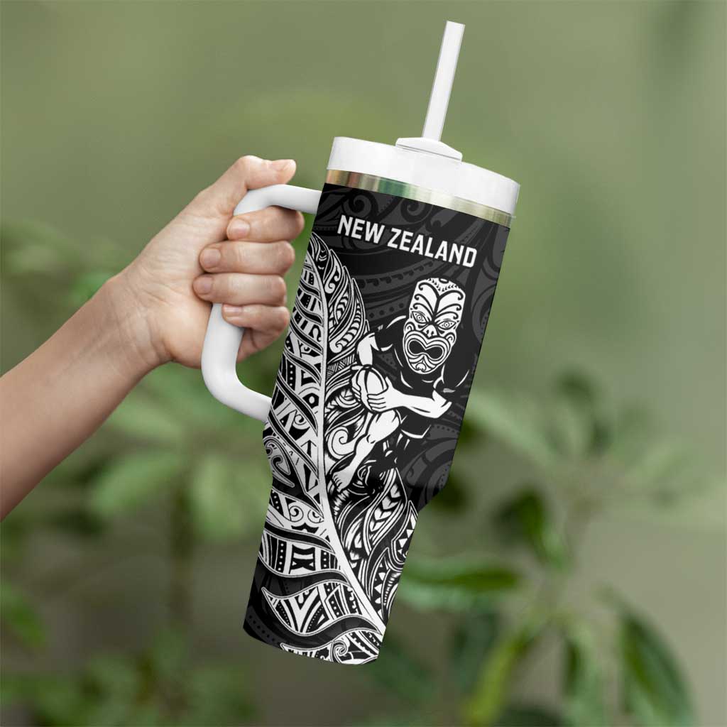 New Zealand and Wales Rugby Custom Tumbler With Handle Aotearoa All Black Combine Welsh Dragon - Polynesian Pride