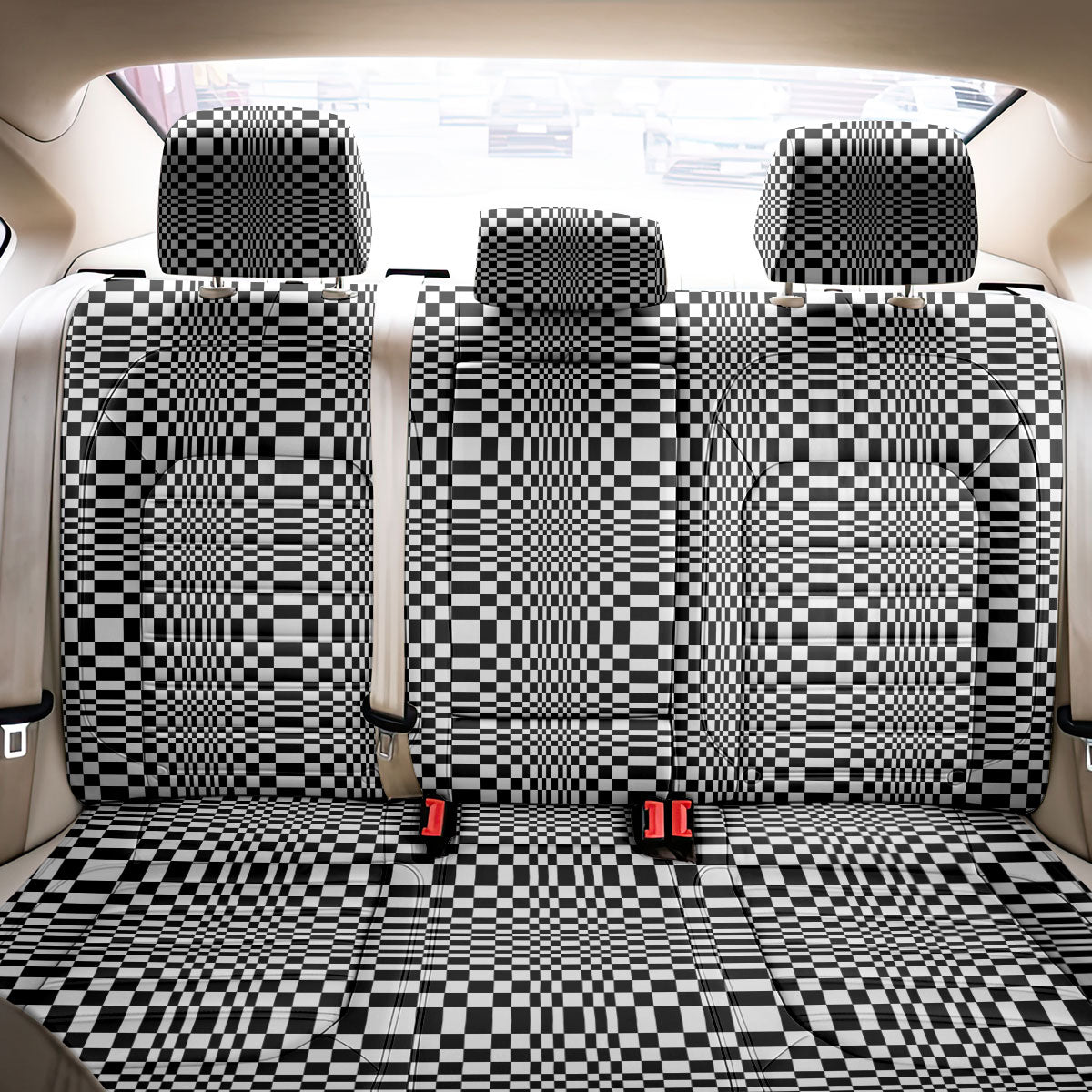 Black White Filipino Binakol Motifs Back Car Seat Cover Mabuhay Philippines Festival Kusikus Pattern LT14 - Polynesian Pride