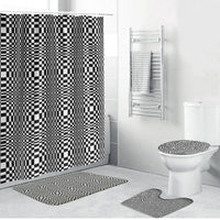 Black White Filipino Binakol Motifs Bathroom Set Mabuhay Philippines Festival Kusikus Pattern LT14 Bathroom Set (4 pcs) Black - Polynesian Pride