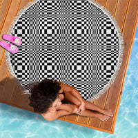 Black White Filipino Binakol Motifs Beach Blanket Mabuhay Philippines Festival Kusikus Pattern LT14 - Polynesian Pride